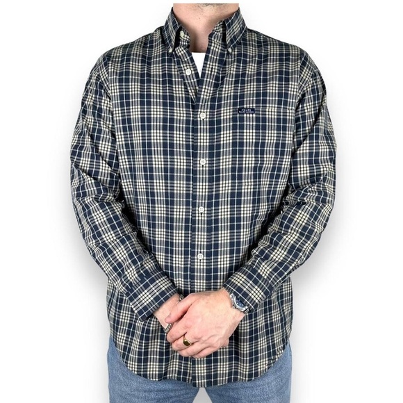 Vintage Chaps Ralph Lauren button down medium green plaid holidays casual - Picture 1 of 8